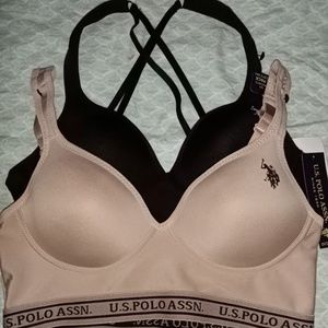 U. S. Polo Assn. 2 Pack Sports bra. Black & Nude